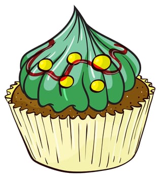 Illustration of an isolated cupcake on white