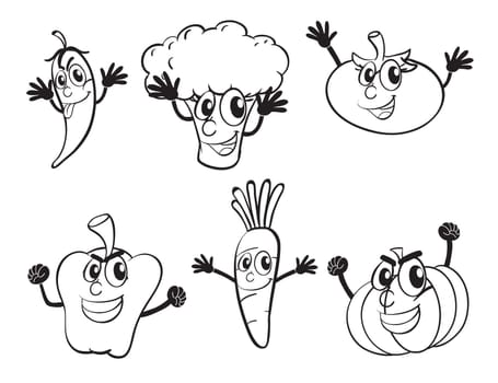 illustration of various vegetables on a white background