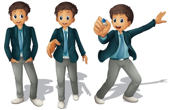 illustration of three boys on a white background