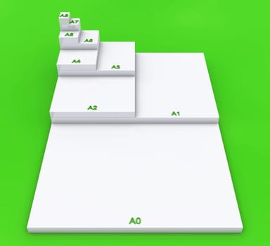 3D DIN Format Concept A0 to A8 - White on Green 02