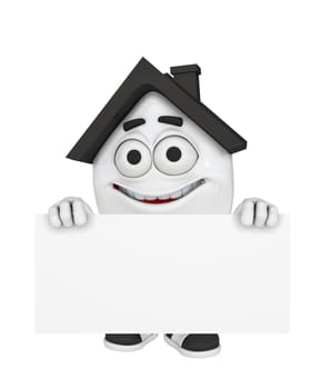 3D House with Billboard - Black