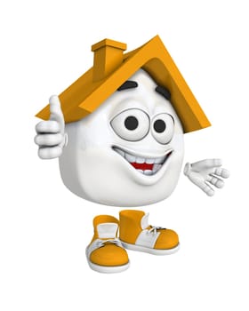 Small 3D House Orange - Thumbs Up