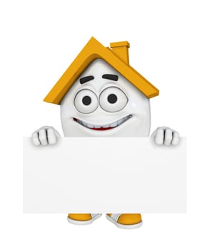 3D House with Billboard - Orange