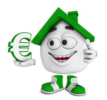 Small 3D House Green - Euro Symbol
