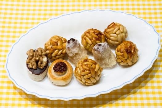 Panellets, typical dessert of Catalonia, Spain, for the day of All Saints