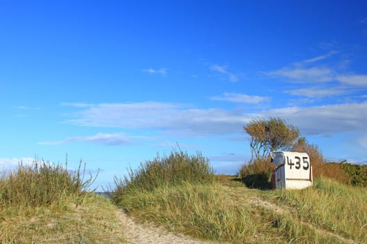 Beach chair in the dunes,North Sea,Germany