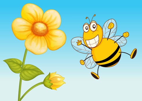 illustration of a bee in a beautiful nature