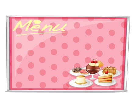illustration of various cake menu on a white background