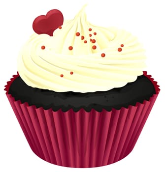 Illustration of an isolated cupcake on a white
