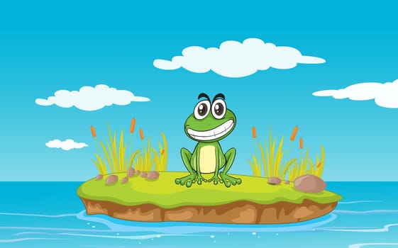illustration of a frog and a water in a beautiful nature
