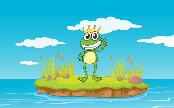 illustration of a frog and a water in a beautiful nature