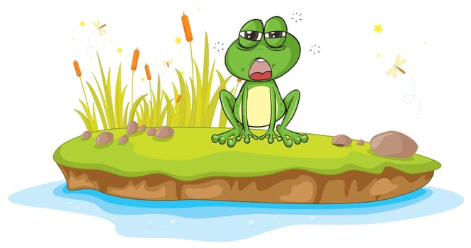 illustration of a frog and a water on a white background