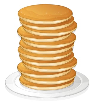 illustration of  pancakes in a dish on white background