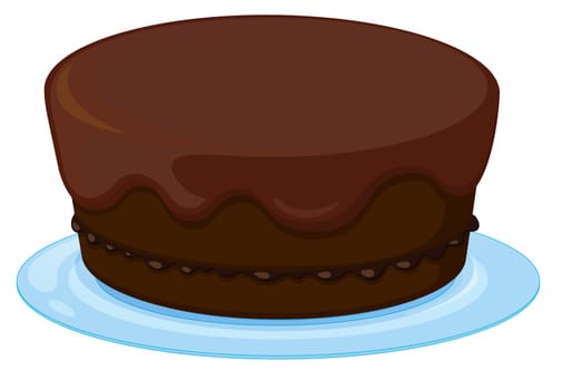 illustration of chocolate cupcake in a dish on white