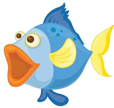 illustration of a blue fish on a white background