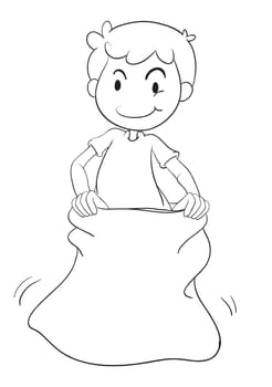 illustration of a boy in a sack on white background