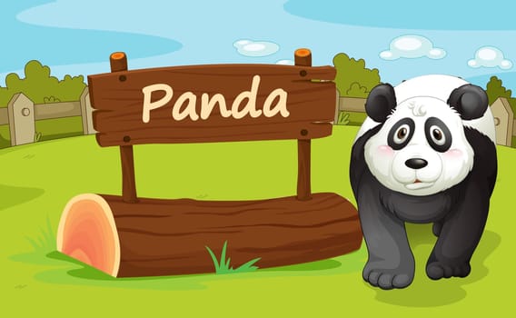 illustration of a panda in a beautiful nature