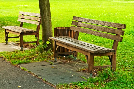 Park bench in the countryside