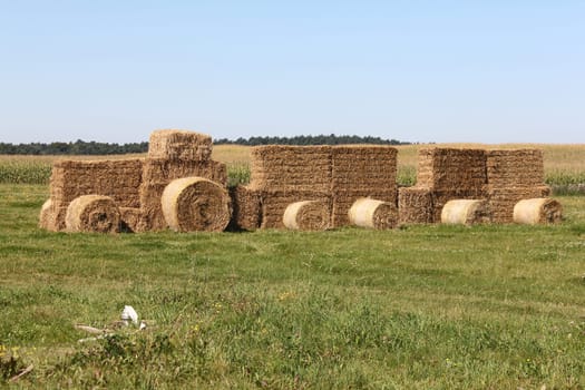 a tractor made of straw bales in a field