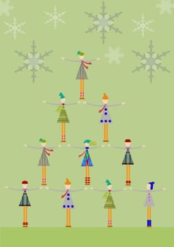 Christmas tree formed by so many united people