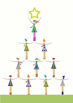 Christmas tree formed by so many united people