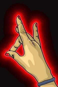 Woman hand up, graphic art.