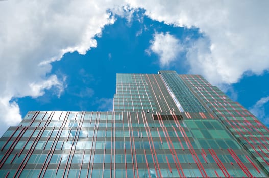 facade of a modern scyscraper in Almere, netherlands