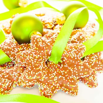 Gingerbread stars with ribbon