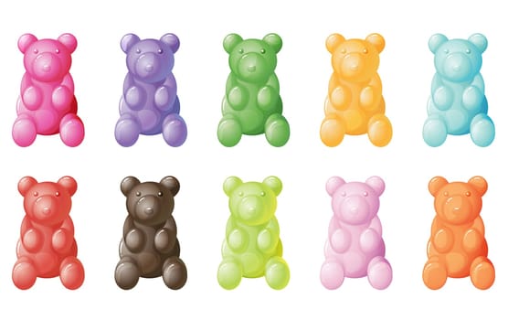 illustration of gummy bears on a white background