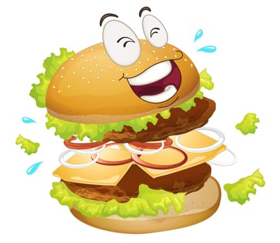 illustration of a burger on a white background