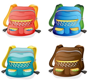 illustration of school bags on a white background