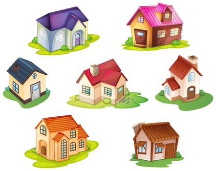 illustration of various houses on a white background