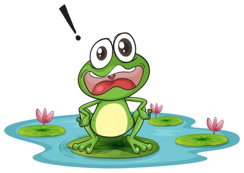 illustration of a frog and a water on a white background