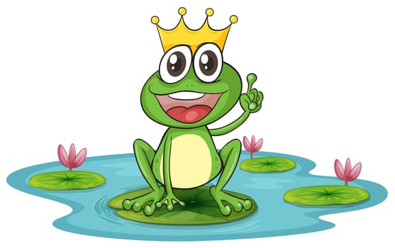 illustration of a frog and a water on a white background