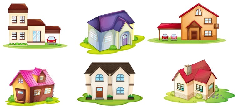 illustration of various houses on a white background