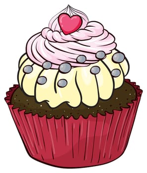 Illustration of an isolated a cupcake on a white background