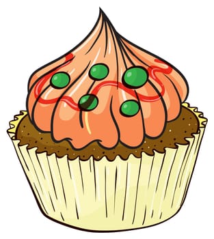 Illustration of an isolated a cupcake on a white background