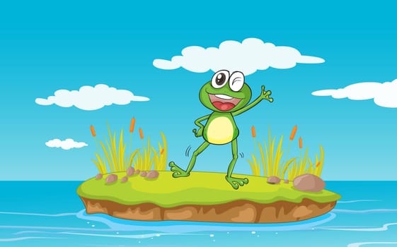 illustration of a frog and a water on a white background