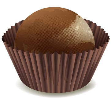 illustration of chocolates in brown cup on a white background