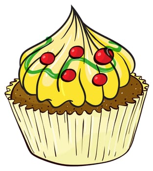 Illustration of an isolated a cupcake on a white background