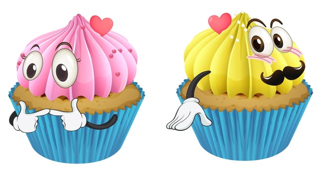 illustration of cupcakes on a white background