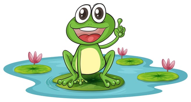 illustration of a frog and a water on a white background