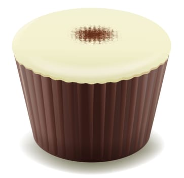 illustration of chocolates in brown cup on a white background