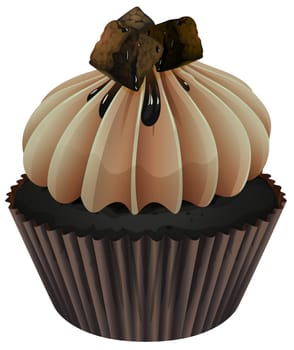 Illustration of an isolated a cupcake on a white background