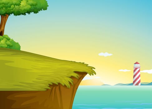 illustration of a light house in a beautiful nature