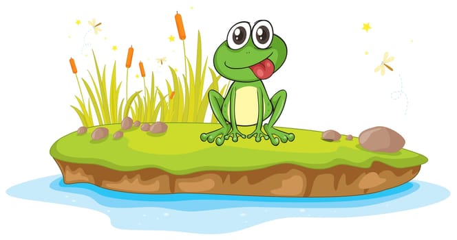 illustration of a frog and a water on a white background