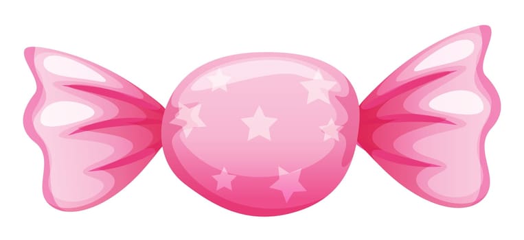illustration of a pink candy on a white background