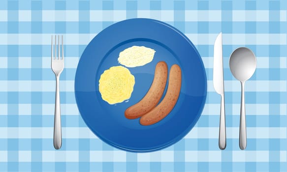 illustration of food on a blue background
