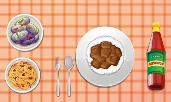 illustration of food on a colored background