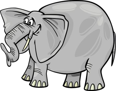 Cartoon Illustration of Funny Gray African Elephant